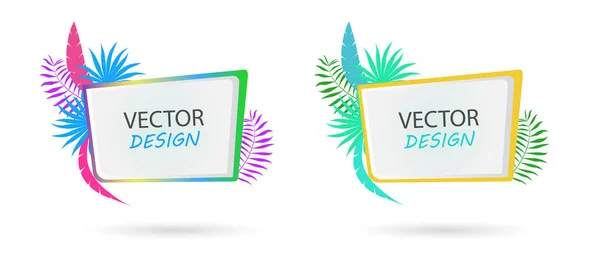 Banner Vectorial Con Hojas Palma Diseño Banner Tropical Marco Para — Vector de stock