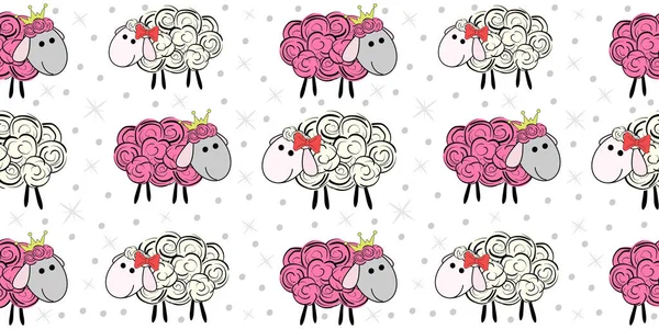 Vector Seamless Pattern Sheep Illustration Cartoon Sheep Prints Textiles Substrate — Stock Vector