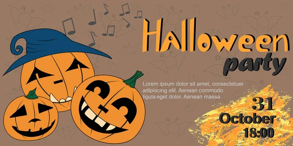 Halloween Party Vector Background Banner Invitation Invitation Design Banner Halloween — Stock Vector