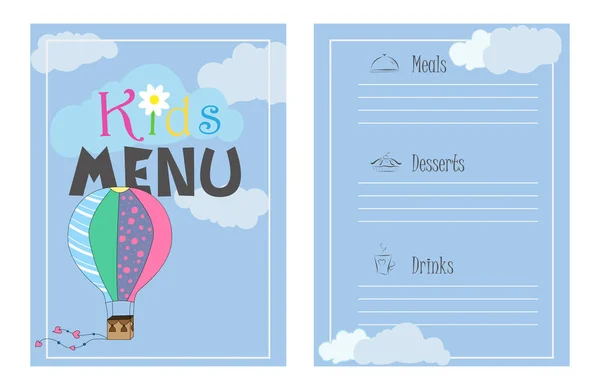 Menüvorlage Für Kinder Café Menü Design Für Kinder Menü Für — Stockvektor