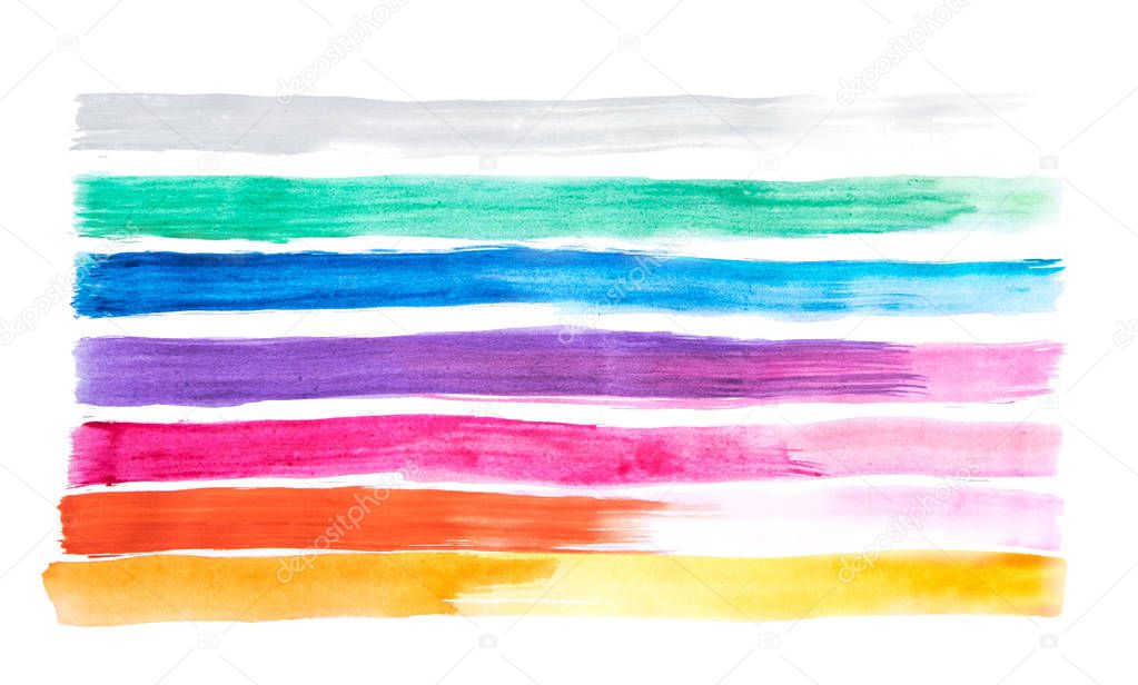 Hand-drawn watercolor background. Rainbow background. Trendy background for designers. Isolated background on white background. Background for banners, design.