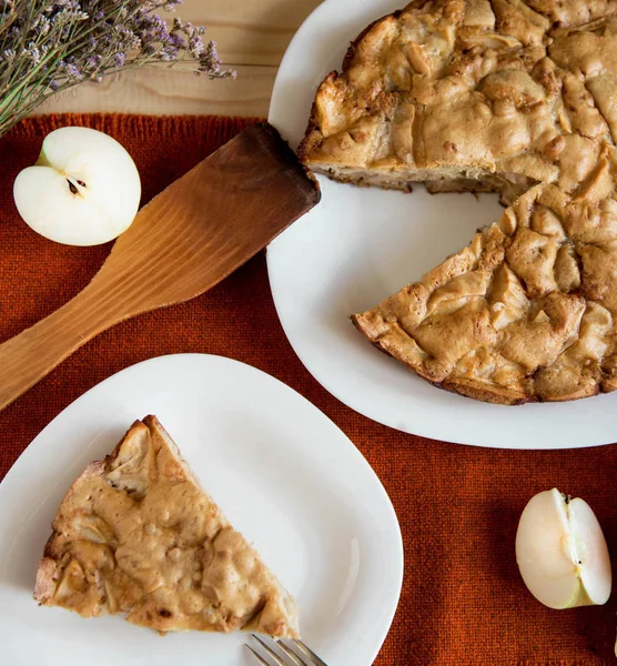 Homemade Apple Pie Autumn Composition Apples Pie Autumn Dessert — Stock Photo, Image