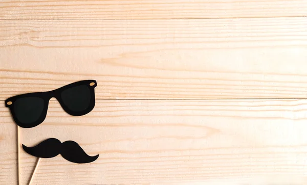 Basis Banner Mustache Props Glasses Photos Frame Text Paper Mustache — Stock Photo, Image