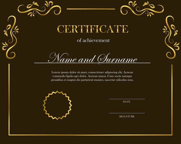 Creative Certyfikat Dyplom Rama Dyplom Certyfikat Szablon Certyfikatu Eleganckie Ramki — Wektor stockowy