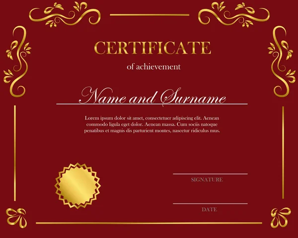Creative Certificate Diploma Frame Diploma Certificate Certificate Template Elegant Border — Stock Vector