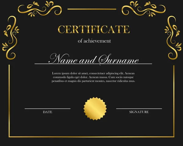 Certificato Creativo Diploma Cornice Diploma Certificato Modello Certificato Con Elegante — Vettoriale Stock