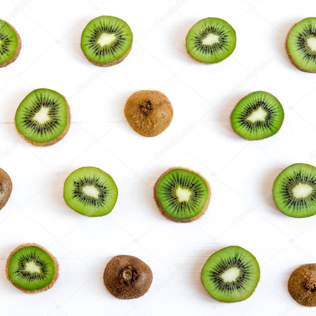 Kiwi sliced pattern. Fresh and ripe kiwi slices. Healthy food. Healthy fruits