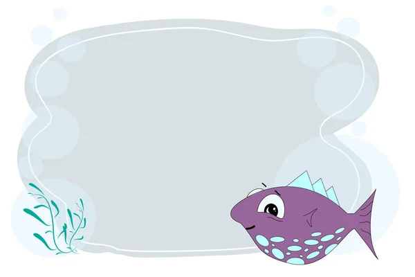 框架的文本与鱼动画片 用于文本的儿童框架 矢量婴儿框架为您的文本 文本的学校框架 — 图库矢量图片