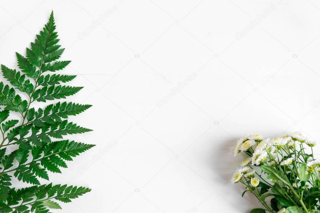 Basis for a banner with natural flowers and leaves. Frame for text with flowers and leaves.