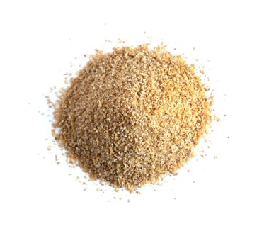 Kuru buğday groats beyaz arka plan üzerinde izole. Yukarıdan buğday gevreği görünümü Fotoğraf yığınları. Sağlıklı beslenme. Tahıllarda vitaminler. Doğru beslenme