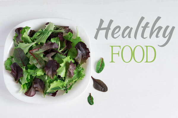 Healthy food. Banner with the inscription about a healthy lifestyle and proper nutrition.