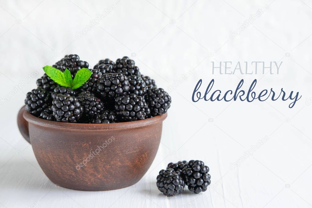 Blackberry berries isolated on white background. Healthy berries for health