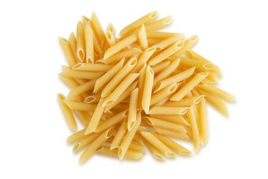 Macaroni fotoğraf closeup görünümü beyaz arka plan üzerinde izole. Tasarım için izole makarna