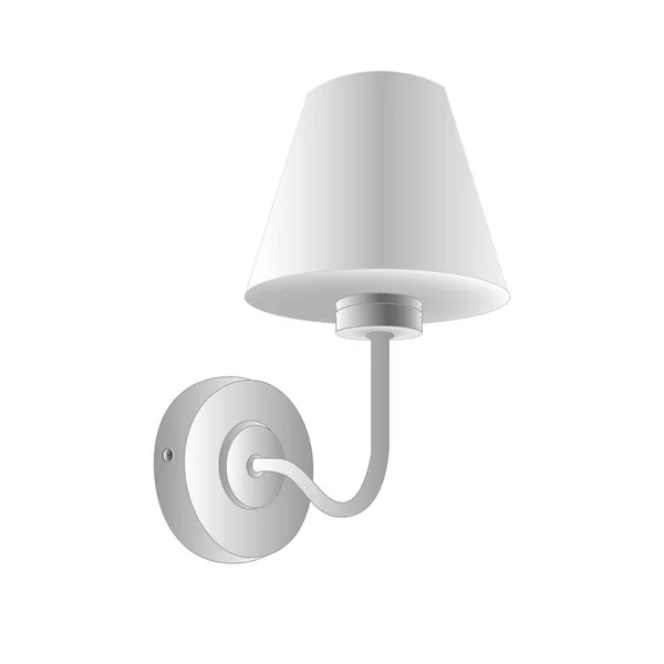 Illustration vectorielle d'une lampe avec une ombre pour le mur sur fond blanc. Illustration monochrome de la lampe — Image vectorielle