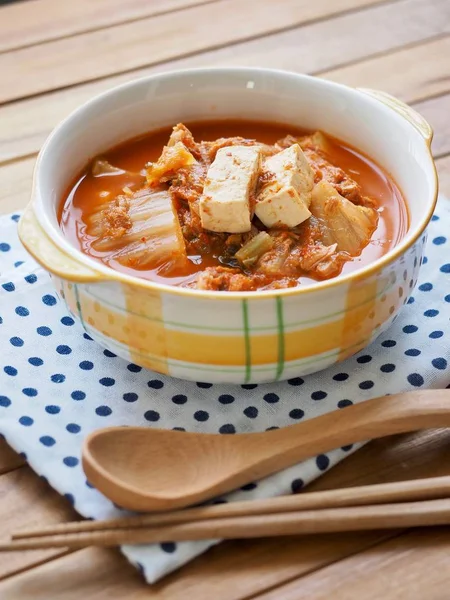 Korejské Jídlo Dušené Kimči Kimchi Jjigae — Stock fotografie