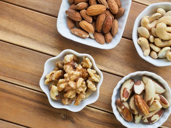 Almonds, walnuts, cashew nuts, Brazil nuts
