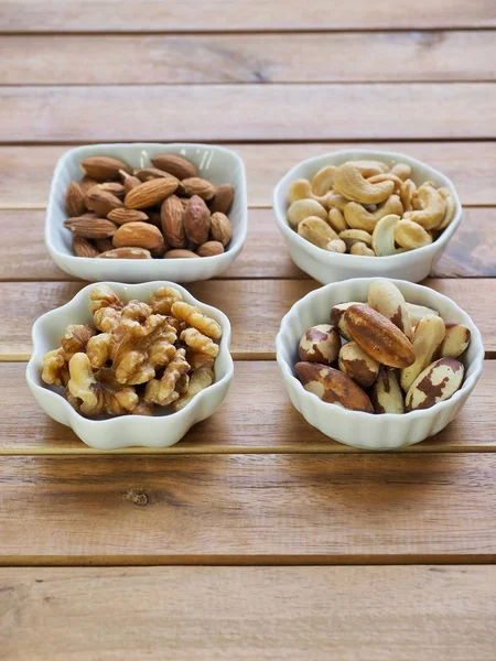 Almonds, walnuts, cashew nuts, Brazil nuts