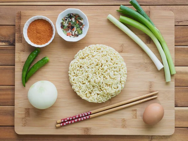 Asijské Jídlo Instantní Ramen Zelenina — Stock fotografie