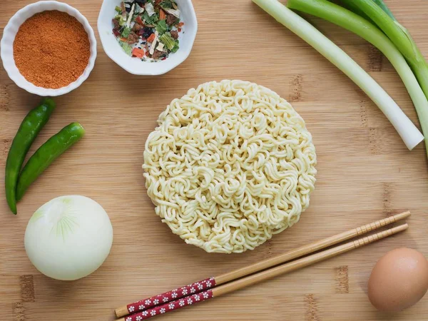 Asian Food Instant Ramen and Vegetables