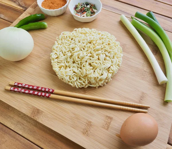 Asijské Jídlo Instantní Ramen Zelenina — Stock fotografie