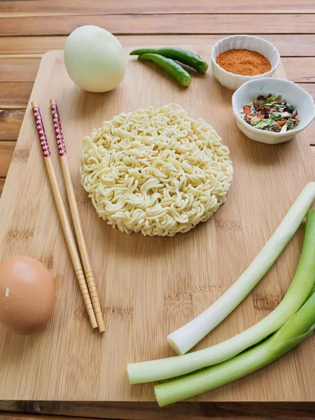 Asian Food Instant Ramen Vegetables — Stock Photo, Image