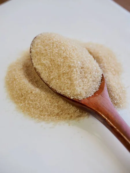 茶色粉末スプーンの砂糖 — ストック写真