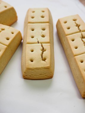 Beyaz bir tabak içinde kısa ekmek