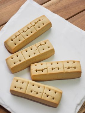 Beyaz bir tabak içinde kısa ekmek