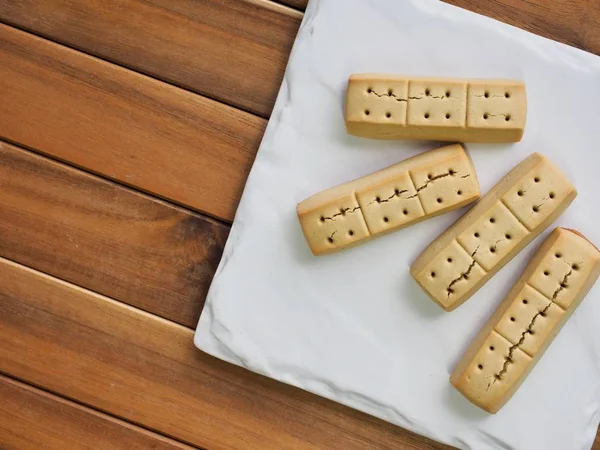 Pan Corto Plato Blanco — Foto de Stock