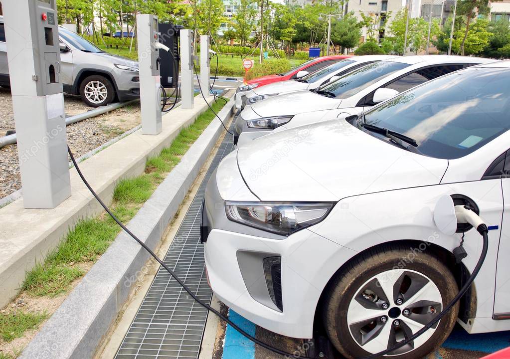 Electric car charging station in Korea