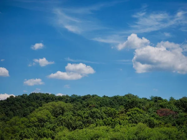 Coreia Cheongju City Com Céu Claro Nuvens Montanhas — Fotografia de Stock