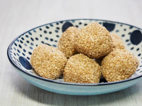 Asijské Jídlo Lepkavá Rýže Dort Sesame — Stock fotografie