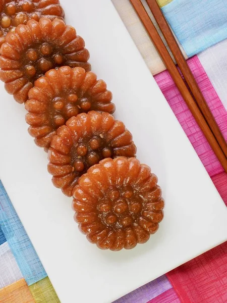 Korejské Tradiční Sladkosti Yakgwa Honey Cookie — Stock fotografie