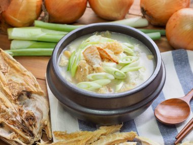 Korean food Dried pollack soup clipart