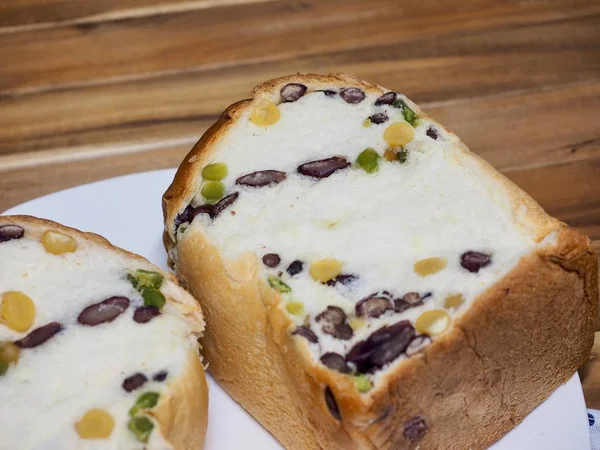 Pan Con Frijoles Merienda —  Fotos de Stock