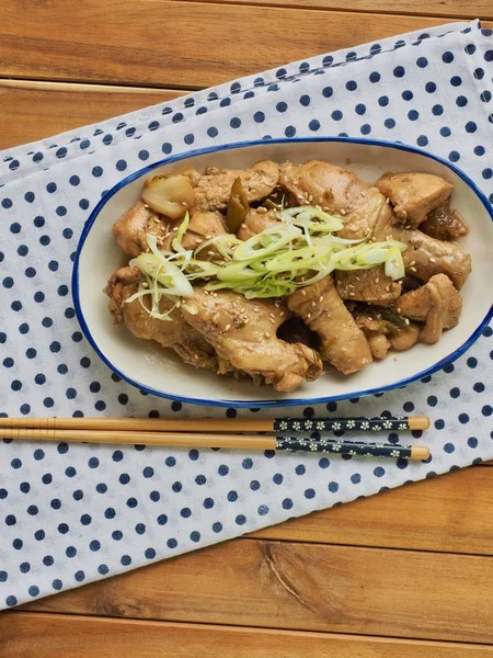 Asiatisk Mat Stuvade Kyckling Med Soja Sås — Stockfoto
