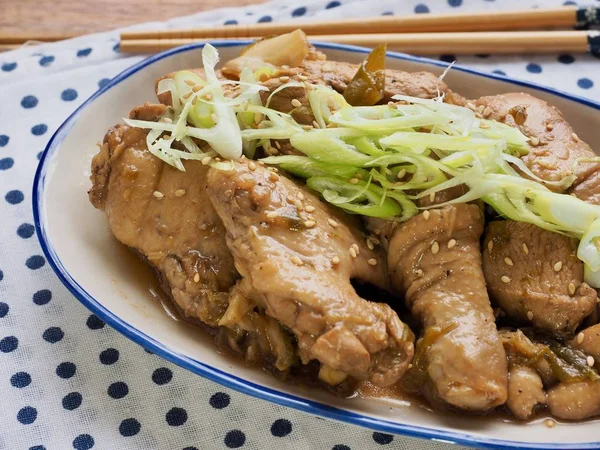 Nourriture Asiatique Poulet Cuit Sauce Soja — Photo