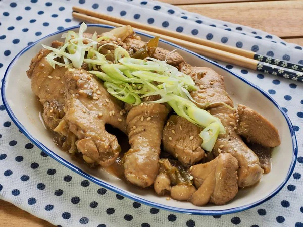 Nourriture Asiatique Poulet Cuit Sauce Soja — Photo