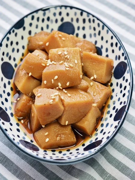 Nourriture Asiatique Pommes Terre Cuites Sauce Soja — Photo