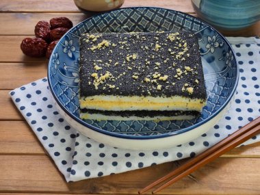 Asya gıda siyah susam yapışkan pirinç keki