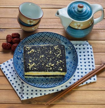 Asya gıda siyah susam yapışkan pirinç keki