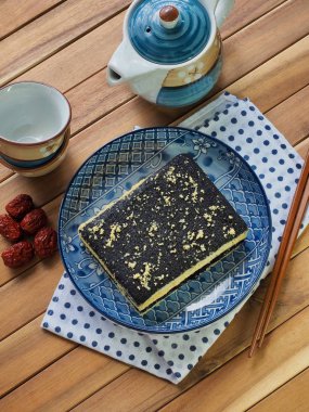 Asya gıda siyah susam yapışkan pirinç keki