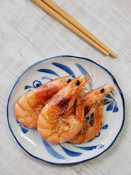 Asiatisches Essen Gegrillte Garnelen — Stockfoto