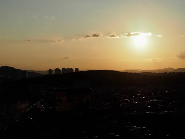 Ηλιοβασίλεμα Στην Πόλη Cheongju Νότια Κορέα — Φωτογραφία Αρχείου