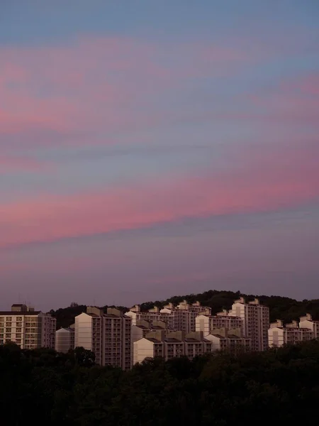 Cheongju City Appartamento Paesaggio Tramonto — Foto Stock