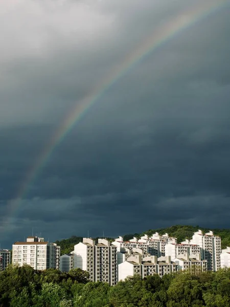 Cheongju City Apartment Rainbow Landscape — Stock Photo, Image