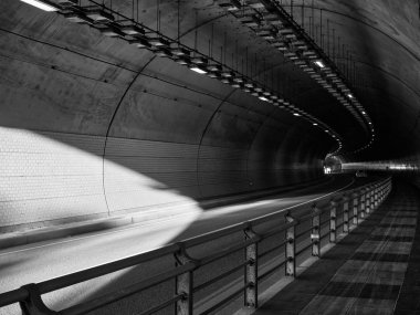 Kore Cheongju şehir tünel, Kowloon tünel, siyah ve beyaz fotoğraf 