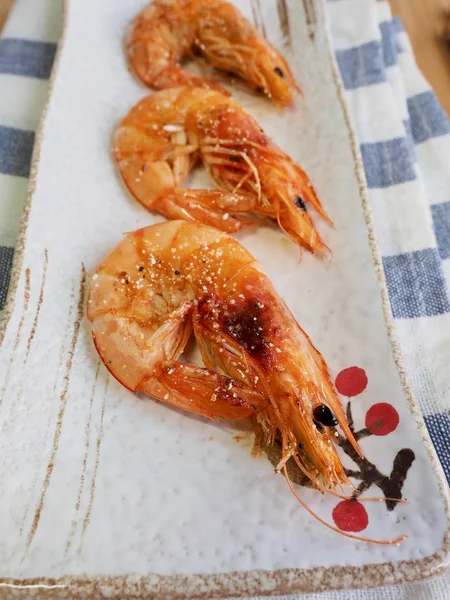 Aziatisch Eten Gegrilde Garnalen — Stockfoto