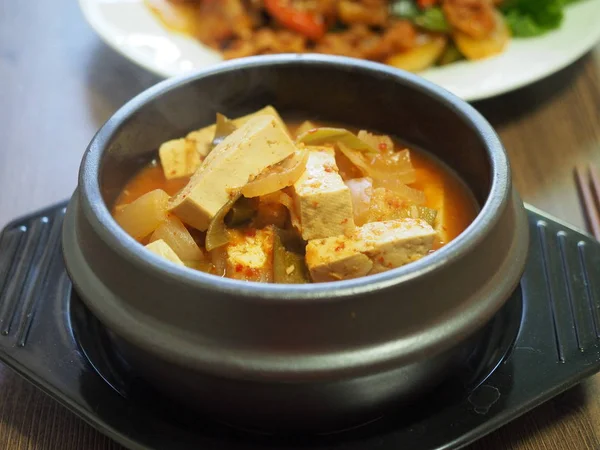 Koreaans Voedsel Soja Pasta Stoofpot Miso Soep Ugeoji Doenjangguk — Stockfoto