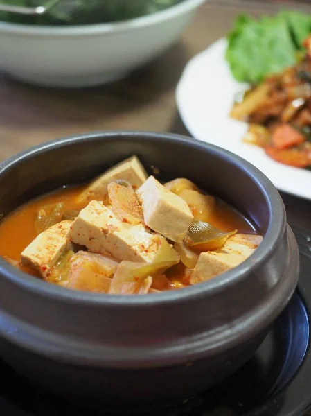 Korean Food Soybean Paste Stew Miso Soup Ugeoji Doenjangguk — Stock Photo, Image